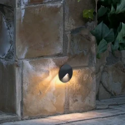 Segnapasso Led-Selezionato da Mazzolaluce Segnapasso led per esterni da incasso a parete 2w 3000k ip44 antracite rotondo