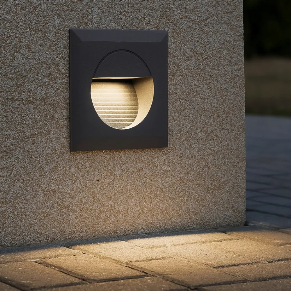 Segnapasso Led-Selezionato da Mazzolaluce Segnapasso led per esterno 1,2w 4000k antracite incasso parete ip44 quadrato