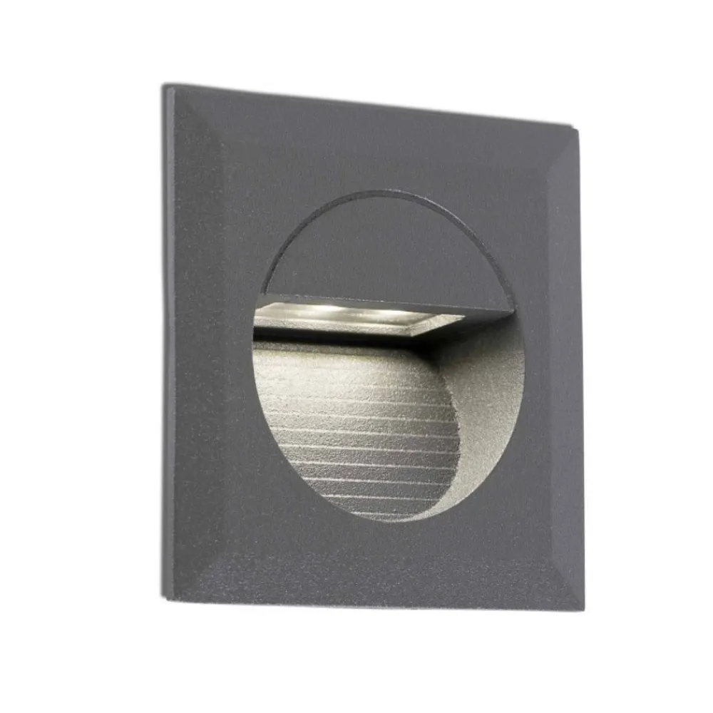 Segnapasso Led-Selezionato da Mazzolaluce Segnapasso led per esterno 1,2w 4000k antracite incasso parete ip44 quadrato