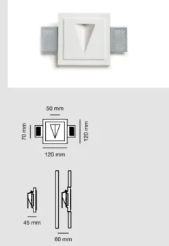 Segnapasso Led-Selezionato da Mazzolaluce Segnapasso led 2w 3000k moderno da incasso in gesso cristaly bianco