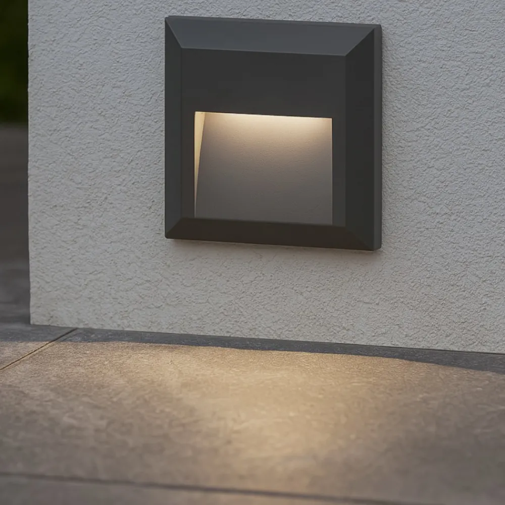 Segnapasso Led-Selezionato da Mazzolaluce Segnapasso per esterno led antracite 1w 3000k ip65 da parete quadrato