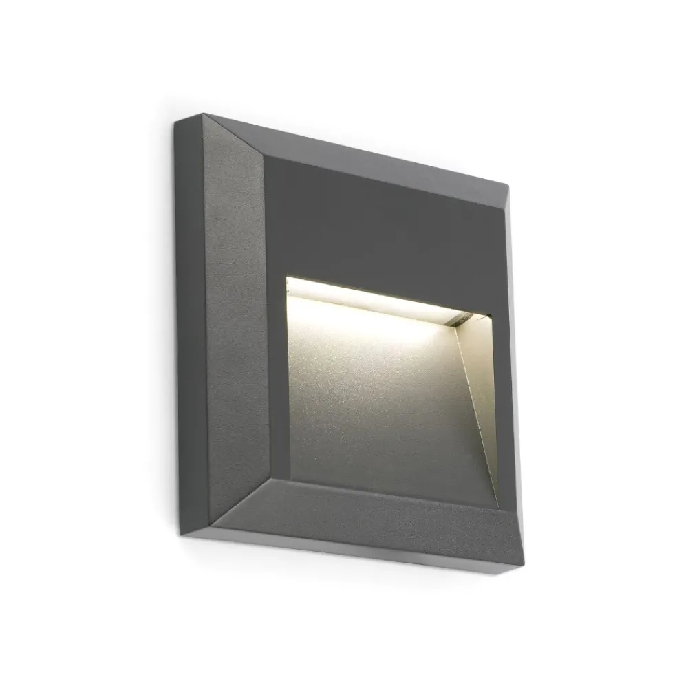 Segnapasso Led-Selezionato da Mazzolaluce Segnapasso per esterno led antracite 1w 3000k ip65 da parete quadrato