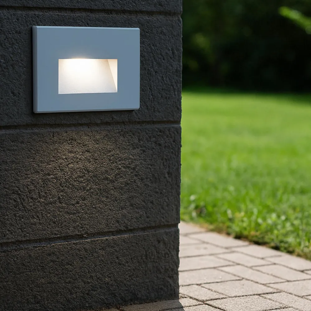 Segnapasso Led-Selezionato da Mazzolaluce Segnapasso rettangolare per esterno da incasso a parete grigio led 3w 3000k