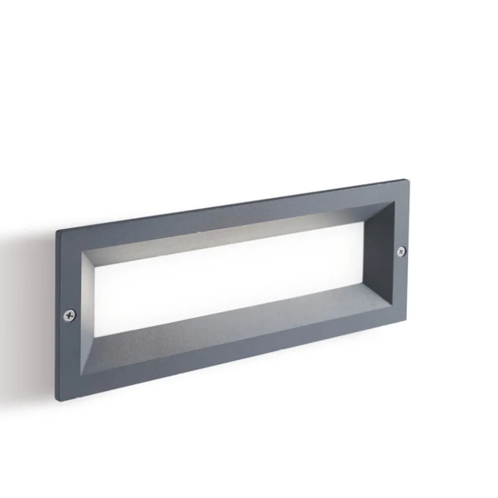 Segnapasso Led-Selezionato da Mazzolaluce Segnapasso rettangolare per esterni da incasso parete grafite led 12w 4000k