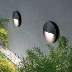 Segnapasso Led-Selezionato da Mazzolaluce Segnapasso rotondo a parete grafite ip65 da esterno