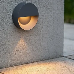 Segnapasso Led-Selezionato da Mazzolaluce Segnapasso rotondo a parete per esterno grafite led 6w 3000k