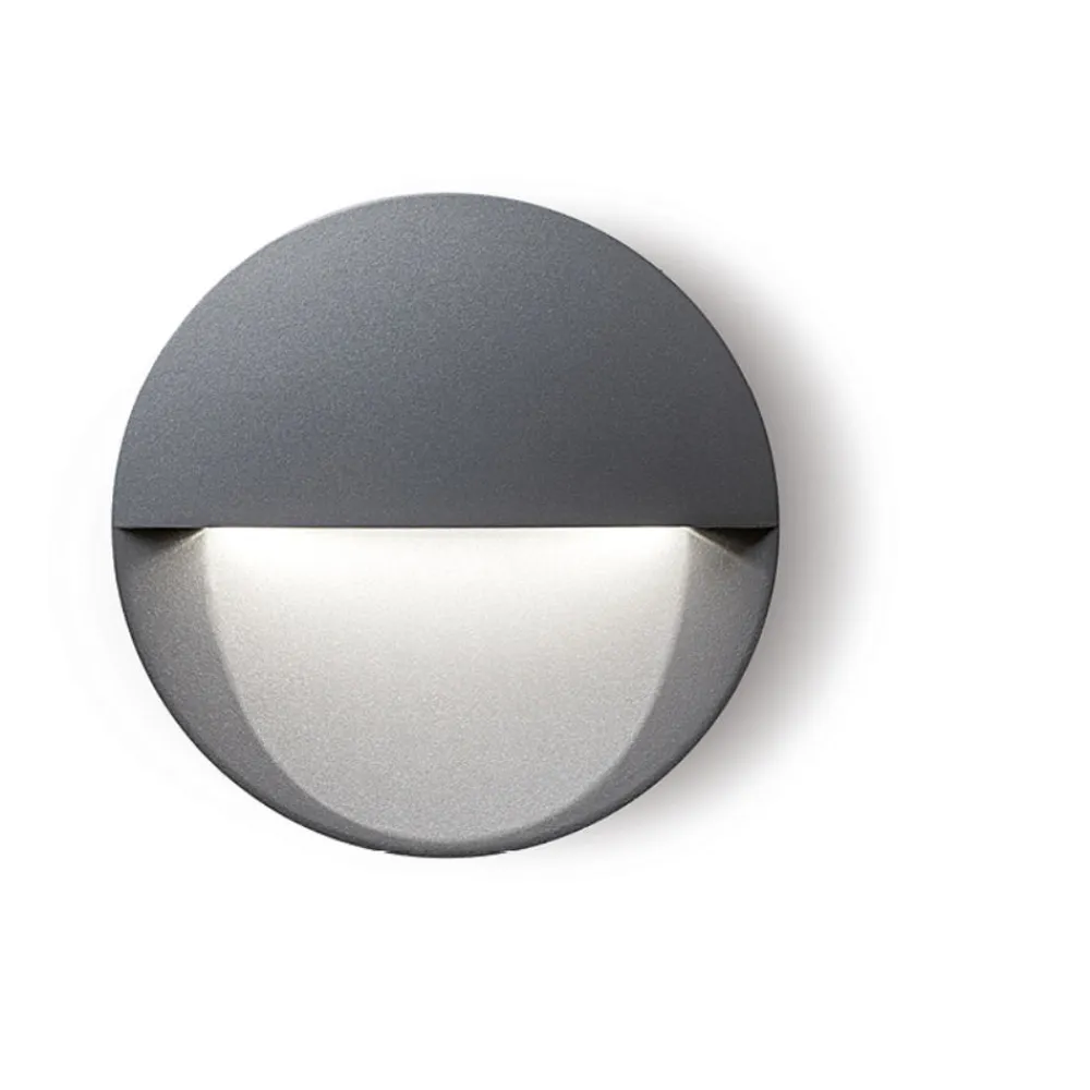 Segnapasso Led-Selezionato da Mazzolaluce Segnapasso rotondo per esterno led 8w 4000k da incasso a parete grafite