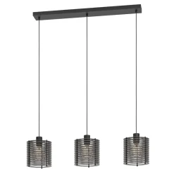 Lampadari Cucina-Eglo Segovia lampadario da cucina 3 luci con paralumi in legno