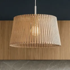 Lampadari Cucina-Eglo Sendero lampadario cucina paralume traforato in legno