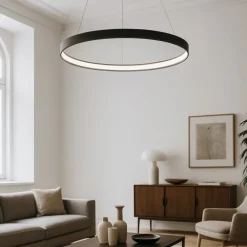 Lampadari Moderni-Sforzin Illuminazione Sforzin anello lampadario moderno nero per soggiorno