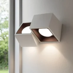 Applique Da Parete-Sforzin Illuminazione Sforzin applique di gesso bianco due luci quadrate nasso bronzo