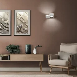 Applique Da Parete-Sforzin Illuminazione Sforzin applique di gesso bianco due luci quadrate nasso bronzo