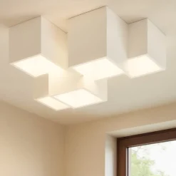 Plafoniere Moderne-Sforzin Illuminazione Sforzin herea plafoniera 5 faretti led moderna cubi di gesso bianco pitturabile
