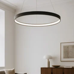 Lampadari Moderni-Sforzin Illuminazione Sforzin lampadario tondo moderno led 70w 3000k cerchio nero