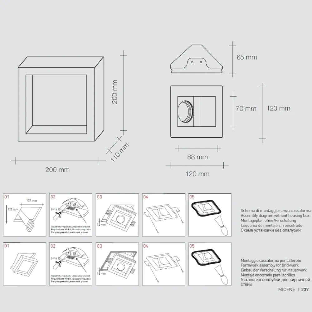 Faretti Da Incasso-Sforzin Illuminazione Sforzin micene faretto gesso da incasso inclinato controsoffitto luce parete