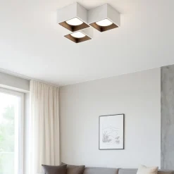 Plafoniere Moderne-Sforzin Illuminazione Sforzin nasso plafoniera quadrata in gesso dettagli bronzo 3 luci
