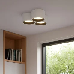 Plafoniere Moderne-Sforzin Illuminazione Sforzin plafoniera di gesso bianco 3 luci nasso nera