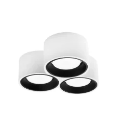 Plafoniere Moderne-Sforzin Illuminazione Sforzin plafoniera di gesso bianco 3 luci nasso nera