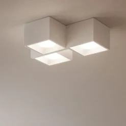 Plafoniere Moderne-Sforzin Illuminazione Sforzin plafoniera di gesso nasso 3 luci quadrate bianca