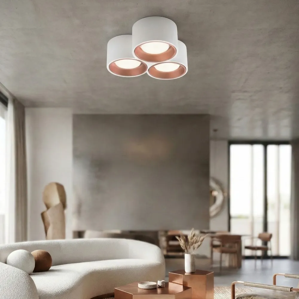 Plafoniere Moderne-Sforzin Illuminazione Sforzin plafoniera in gesso 3 luci moderna nasso rame
