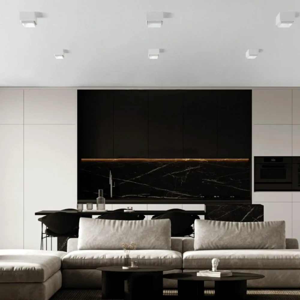 Plafoniere Moderne-Sforzin Illuminazione Sforzin syme plafoniera quadrata da soffitto bianca