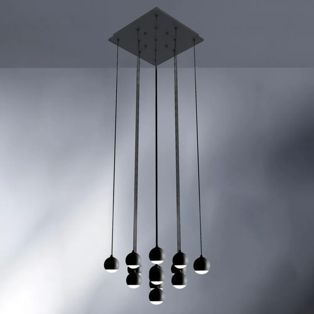 Lampadari Moderni-Vivida International Shallow vivida lampadario cascata nero per salotto led 40w 3000k
