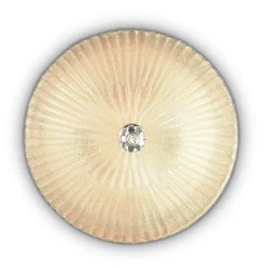 Plafoniere Moderne-Ideal Lux Shell pl4 plafoniera per camera da letto vetro ambra granigliato