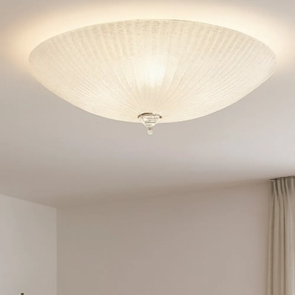 Plafoniere Moderne-Ideal Lux Shell pl4 plafoniera di vetro trasparente per salotto contemporaneo