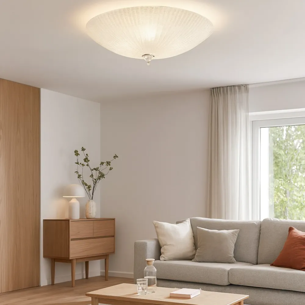 Plafoniere Moderne-Ideal Lux Shell pl4 plafoniera di vetro trasparente per salotto contemporaneo