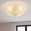 Plafoniere Moderne-Ideal Lux Shell pl6 plafoniera 60cm rotonda vetro ambra da cucina