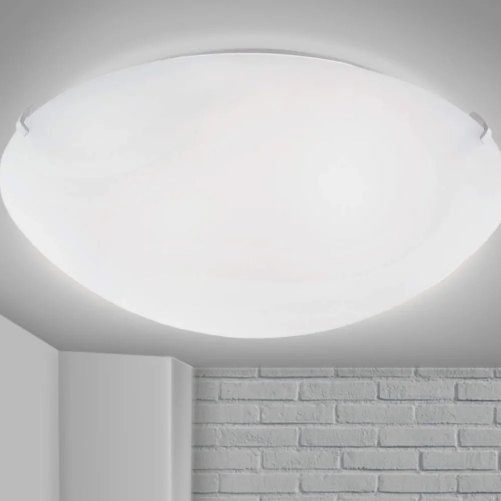 Plafoniere Moderne-Ideal Lux Simply pl3 plafoniera da cucina di vetro bianco rotonda