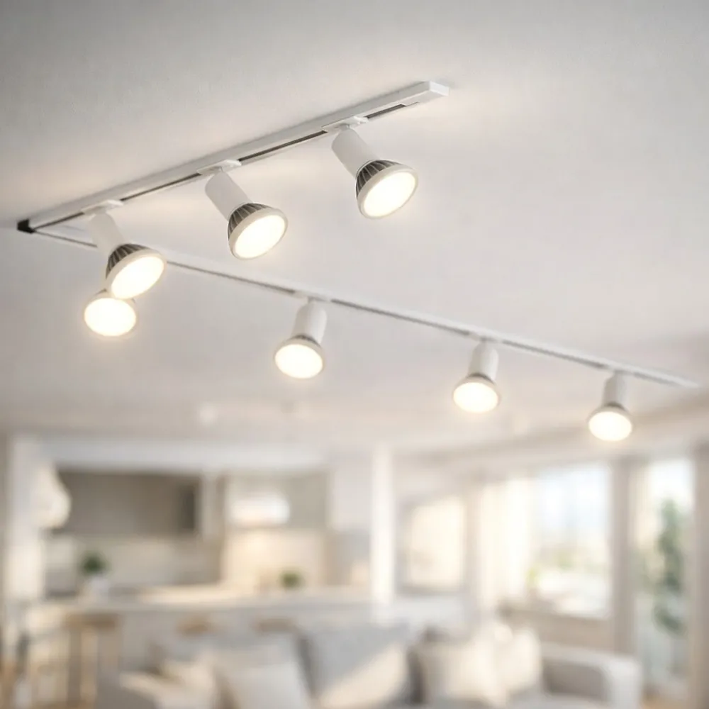 Illuminazione A Binario-Selezionato da Mazzolaluce Sistema a binario 300cm angolare monofase bianco con 7 spot e27 orientabili