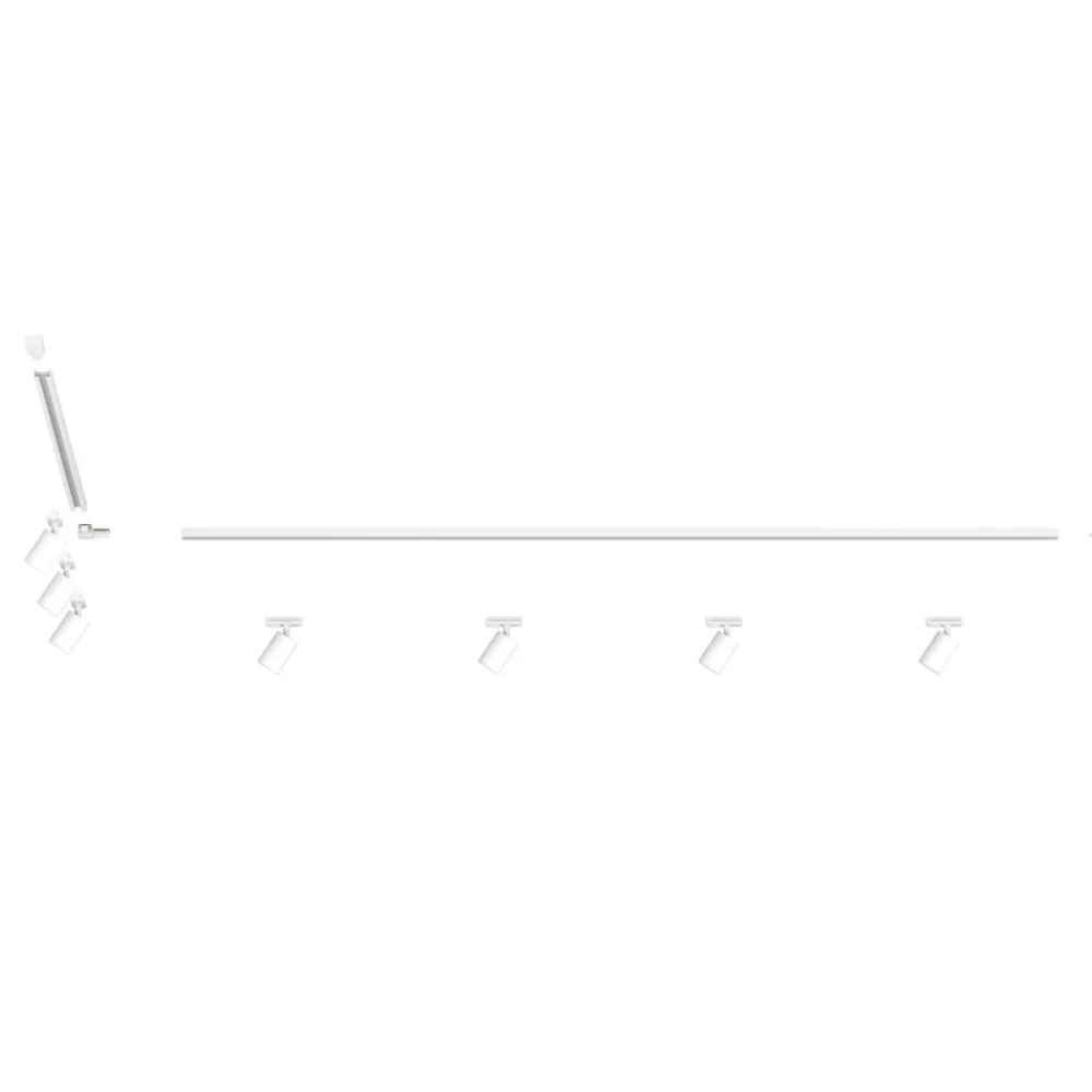 Illuminazione A Binario-Selezionato da Mazzolaluce Sistema a binario 300cm angolare monofase bianco con 7 spot e27 orientabili