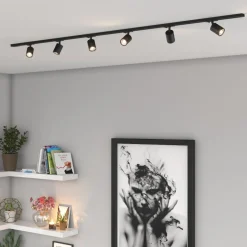 Illuminazione A Binario-Selezionato da Mazzolaluce Sistema a binario 200cm monofase nero con 6 luci spot orientabili