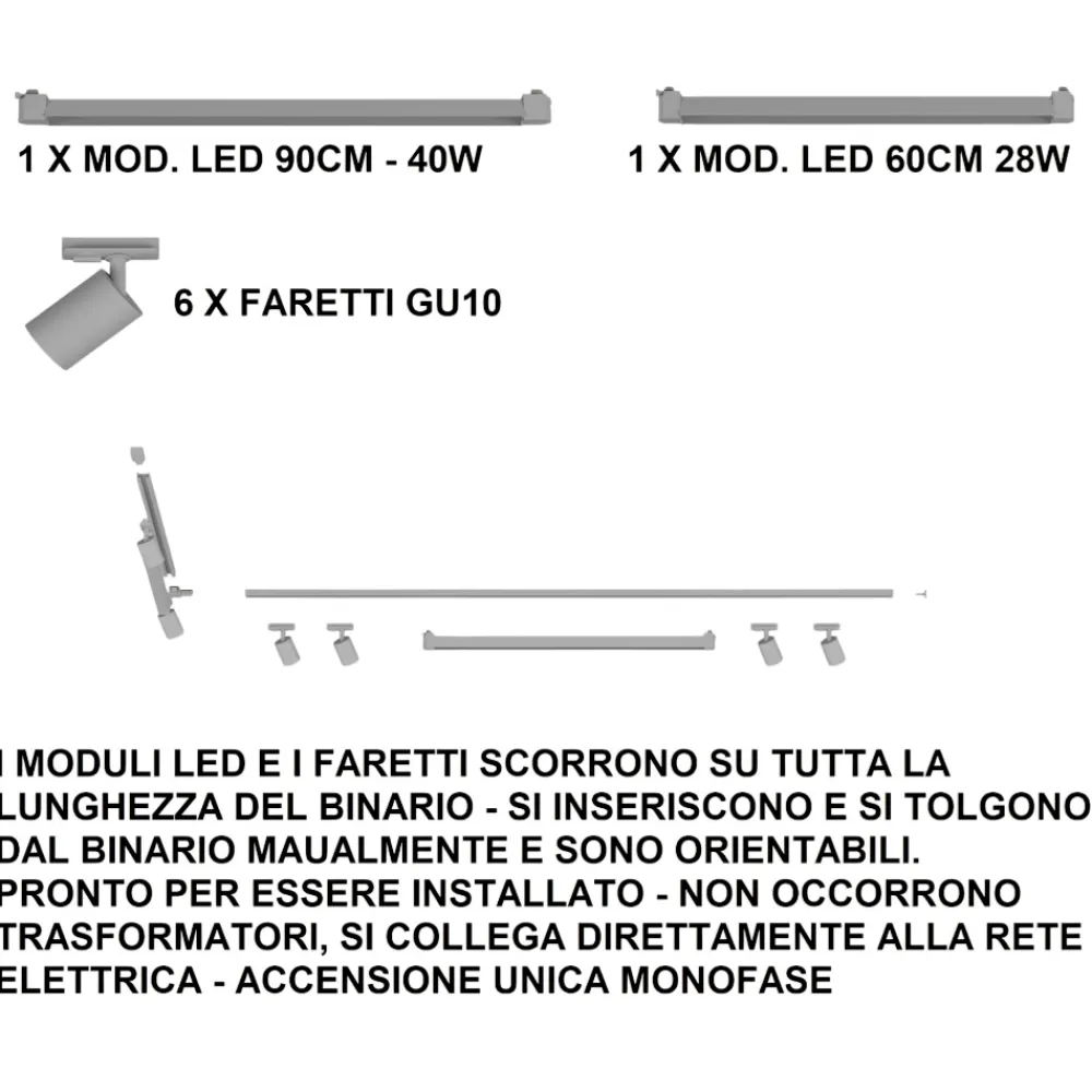 Illuminazione A Binario-Selezionato da Mazzolaluce Sistema binario ad angolo 300cm nero led 3000k con spot orientabili