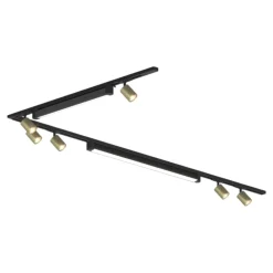 Illuminazione A Binario-Selezionato da Mazzolaluce Sistema binario angolare 300cm nero oro led 3000k con spot monofase