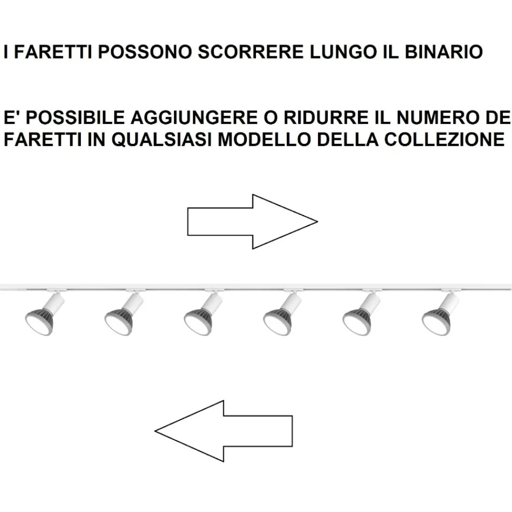 Illuminazione A Binario-Selezionato da Mazzolaluce Sistema binario 300cm ad angolo monofase nero 7 spot