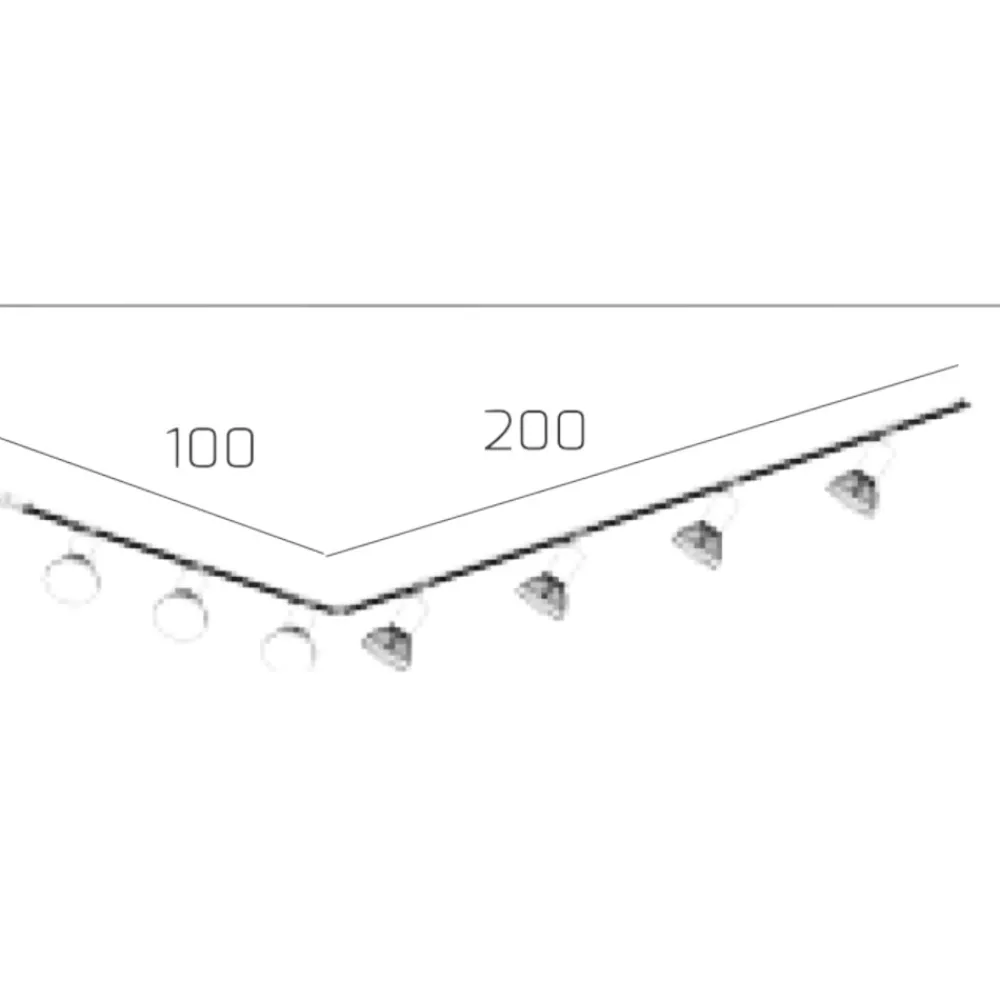 Illuminazione A Binario-Selezionato da Mazzolaluce Sistema binario 300cm ad angolo monofase nero 7 spot
