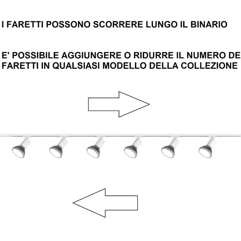 Illuminazione A Binario-Selezionato da Mazzolaluce Sistema binario 200cm nero elettrificato con 6 spot sabbia monofase