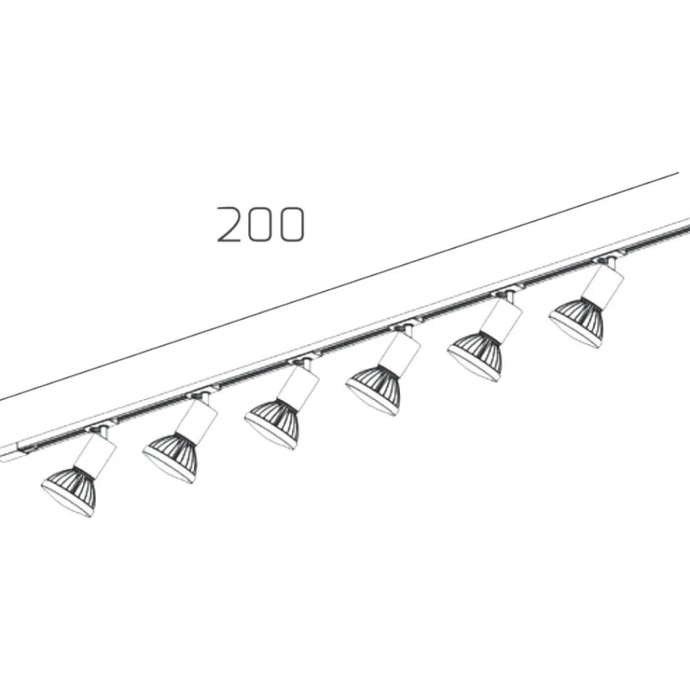 Illuminazione A Binario-Selezionato da Mazzolaluce Sistema binario 200cm nero elettrificato con 6 spot sabbia monofase