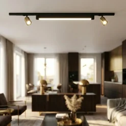 Illuminazione A Binario-Selezionato da Mazzolaluce Sistema binario 100cm nero modulo led 28w 4000k spot oro