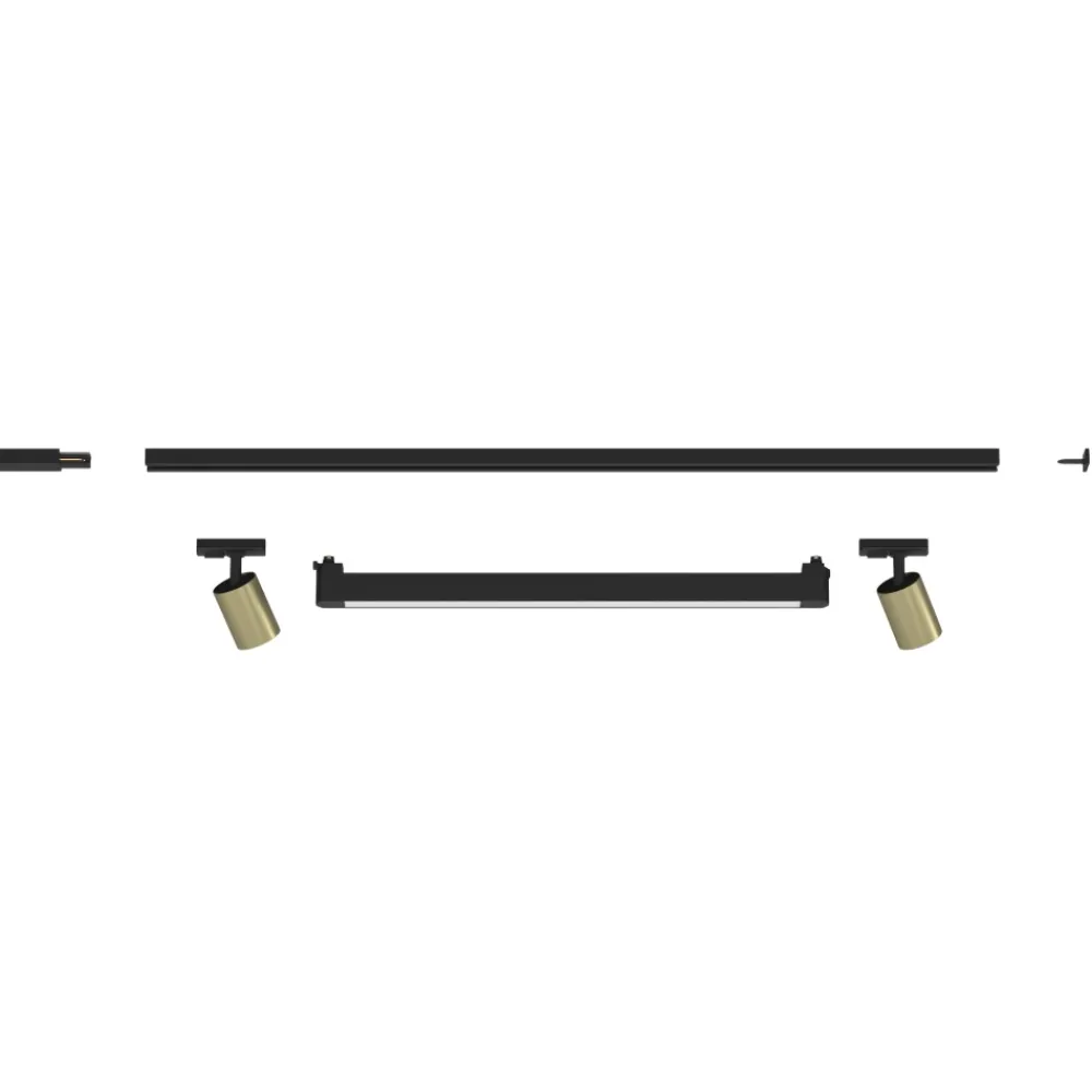 Illuminazione A Binario-Selezionato da Mazzolaluce Sistema binario 100cm nero modulo led 28w 4000k spot oro