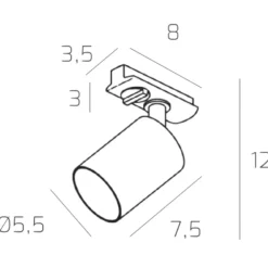 Illuminazione A Binario-Selezionato da Mazzolaluce Sistema binario 300cm sabbia monofase elettrificato nero con 8 spot