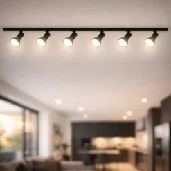 Illuminazione A Binario-Selezionato da Mazzolaluce Sistema binario e27 led 200cm monofase nero 6 spot orientabili