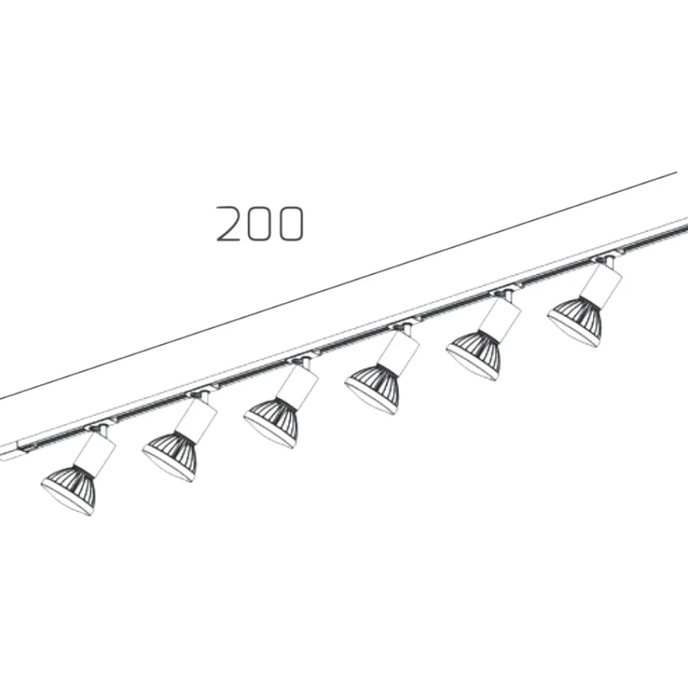 Illuminazione A Binario-Selezionato da Mazzolaluce Sistema binario e27 led 200cm monofase nero 6 spot orientabili