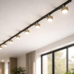 Illuminazione A Binario-Selezionato da Mazzolaluce Sistema binario elettrificato 300cm monofase con spot gx53 sabbia