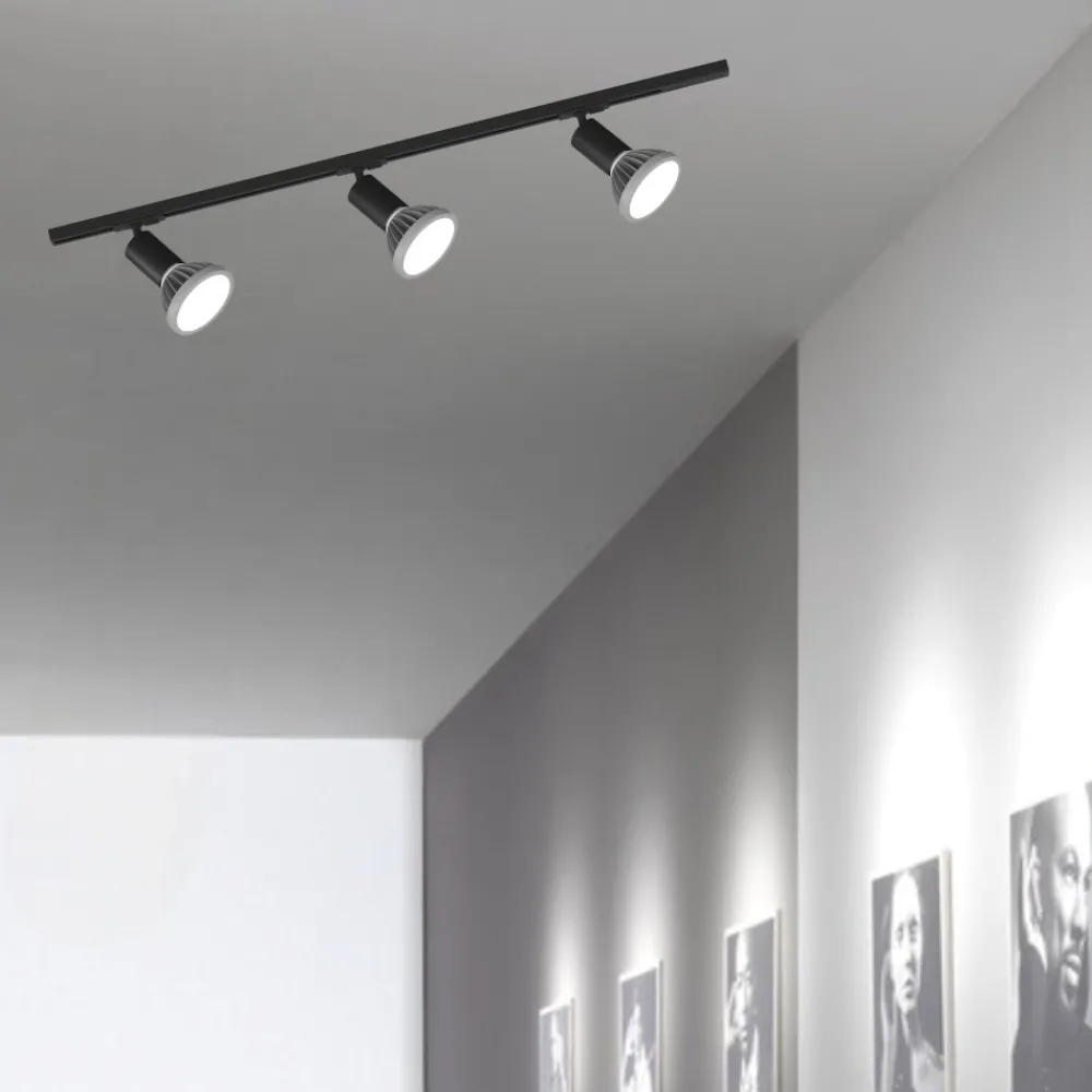 Illuminazione A Binario-Selezionato da Mazzolaluce Sistema binario monofase nero 3 spot e27 orientabili