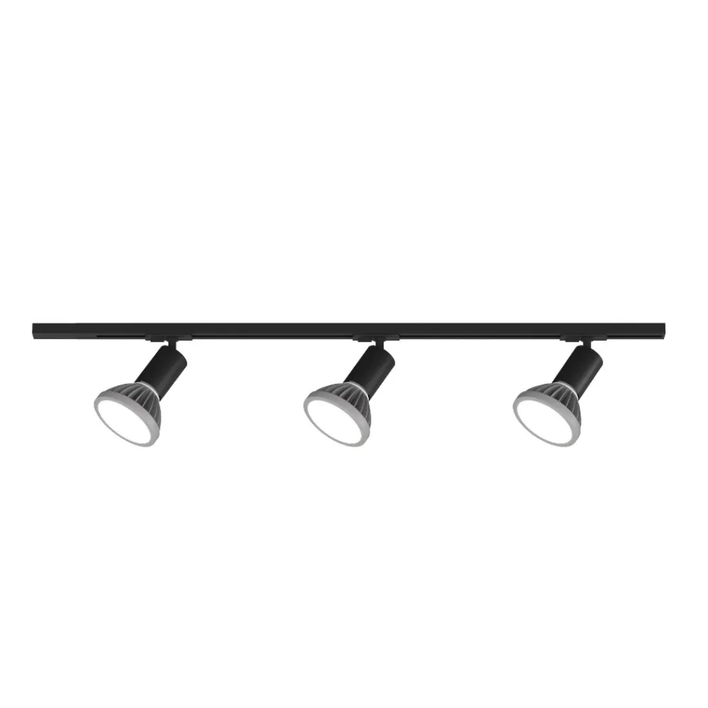 Illuminazione A Binario-Selezionato da Mazzolaluce Sistema binario monofase nero 3 spot e27 orientabili