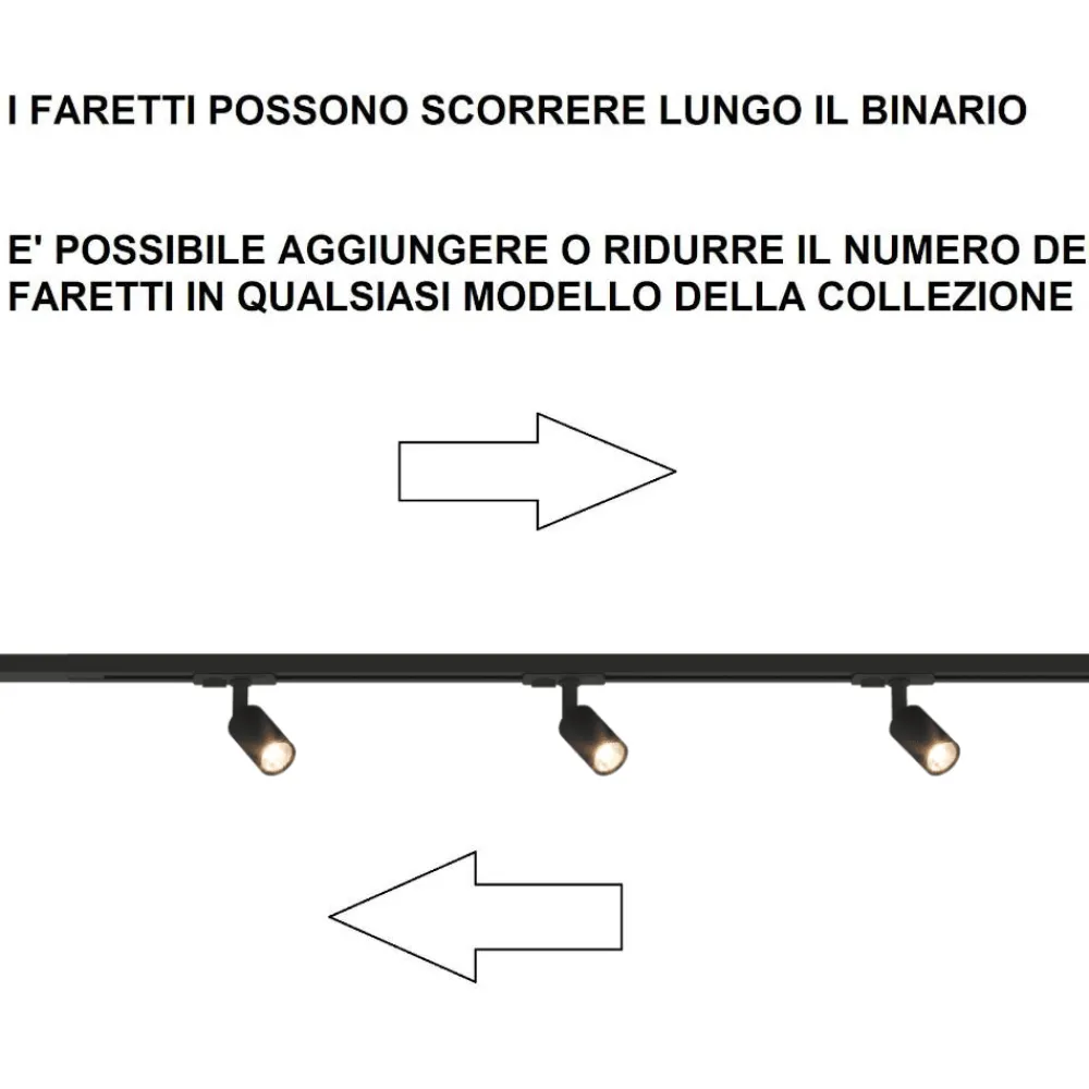 Illuminazione A Binario-Top Light Sistema binario monofase nero 100cm 3 spot orientabili gu10
