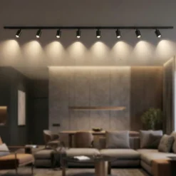 Illuminazione A Binario-Selezionato da Mazzolaluce Sistema binario nero 300cm monofase 8 spot orientabili